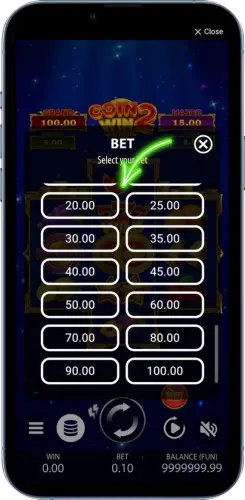 Coin Win 2 Einsatz einstellen